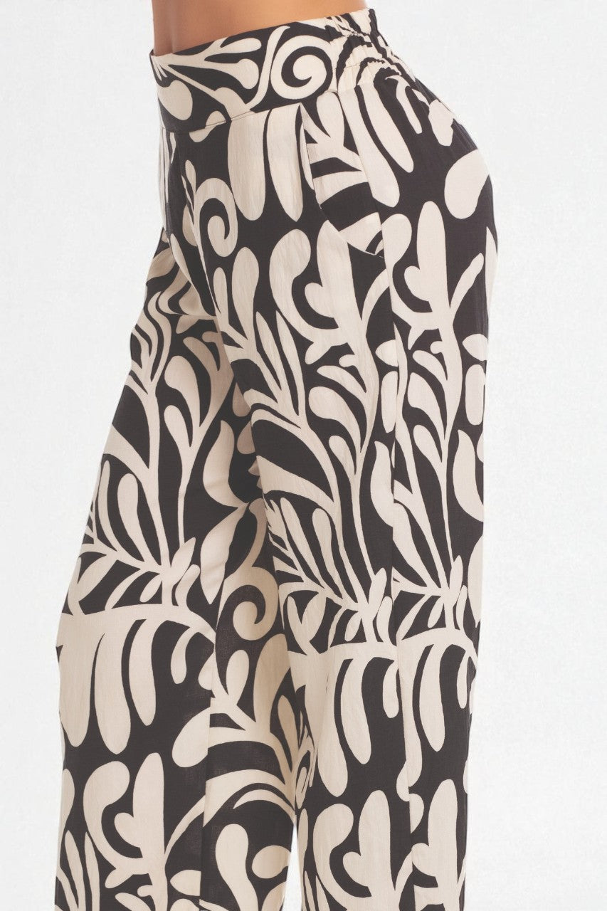 Pantalón Palazzo con Estampado Étnico
