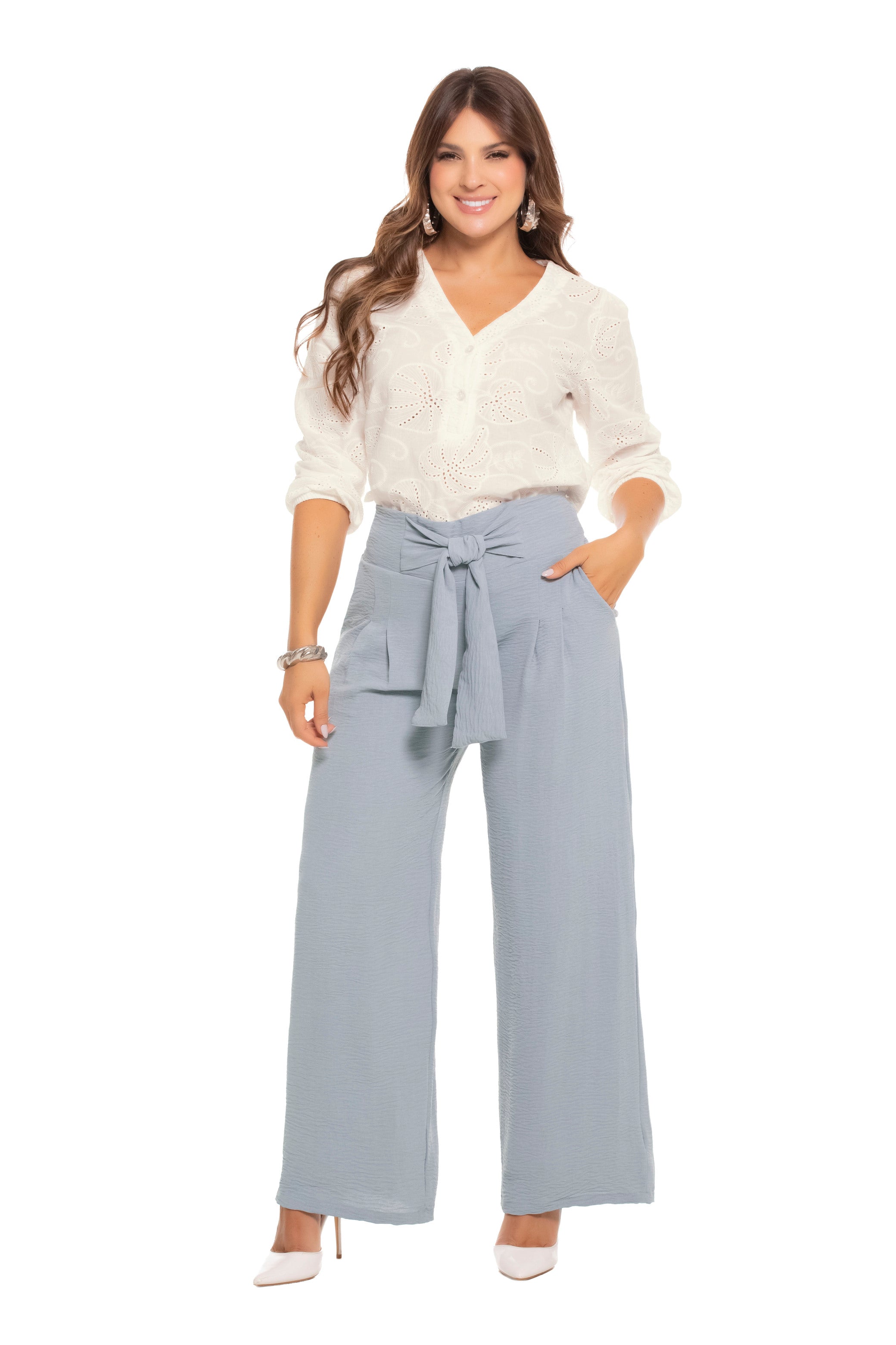 Pantalón Palazzo con Lazo Frontal