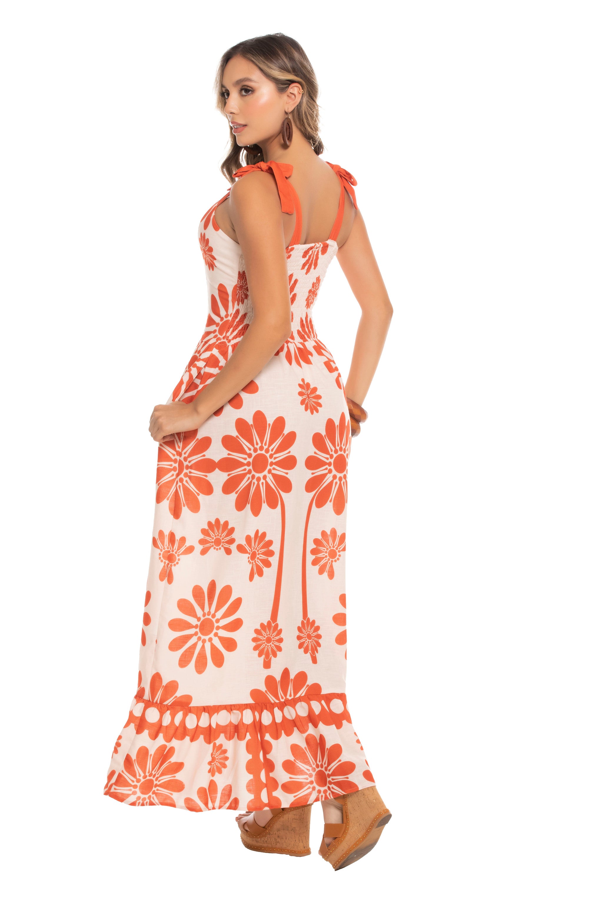 Vestido Largo Floral con Tirantes Ajustables