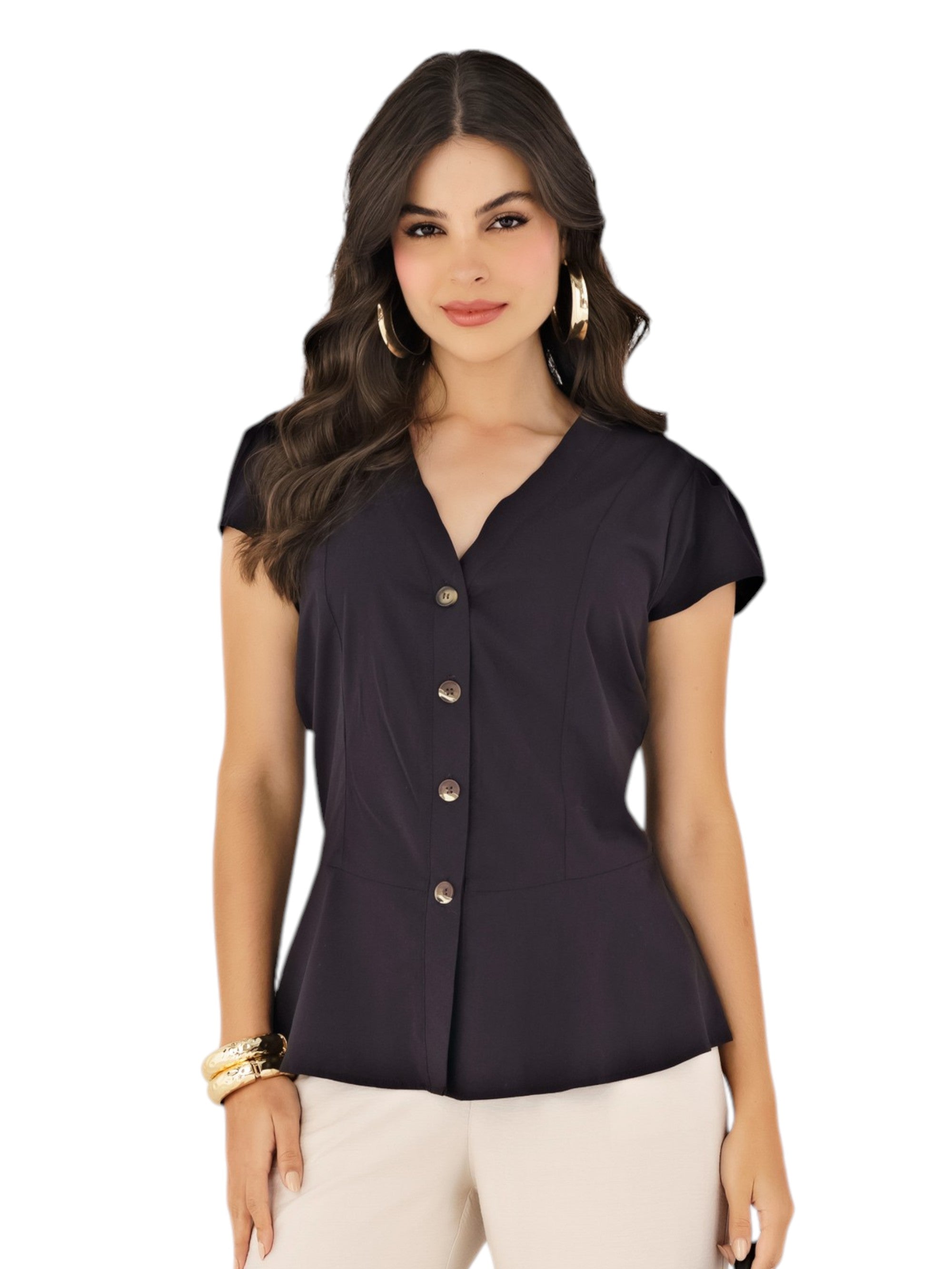 Blusa Femenina Elegante con Botones Frontales