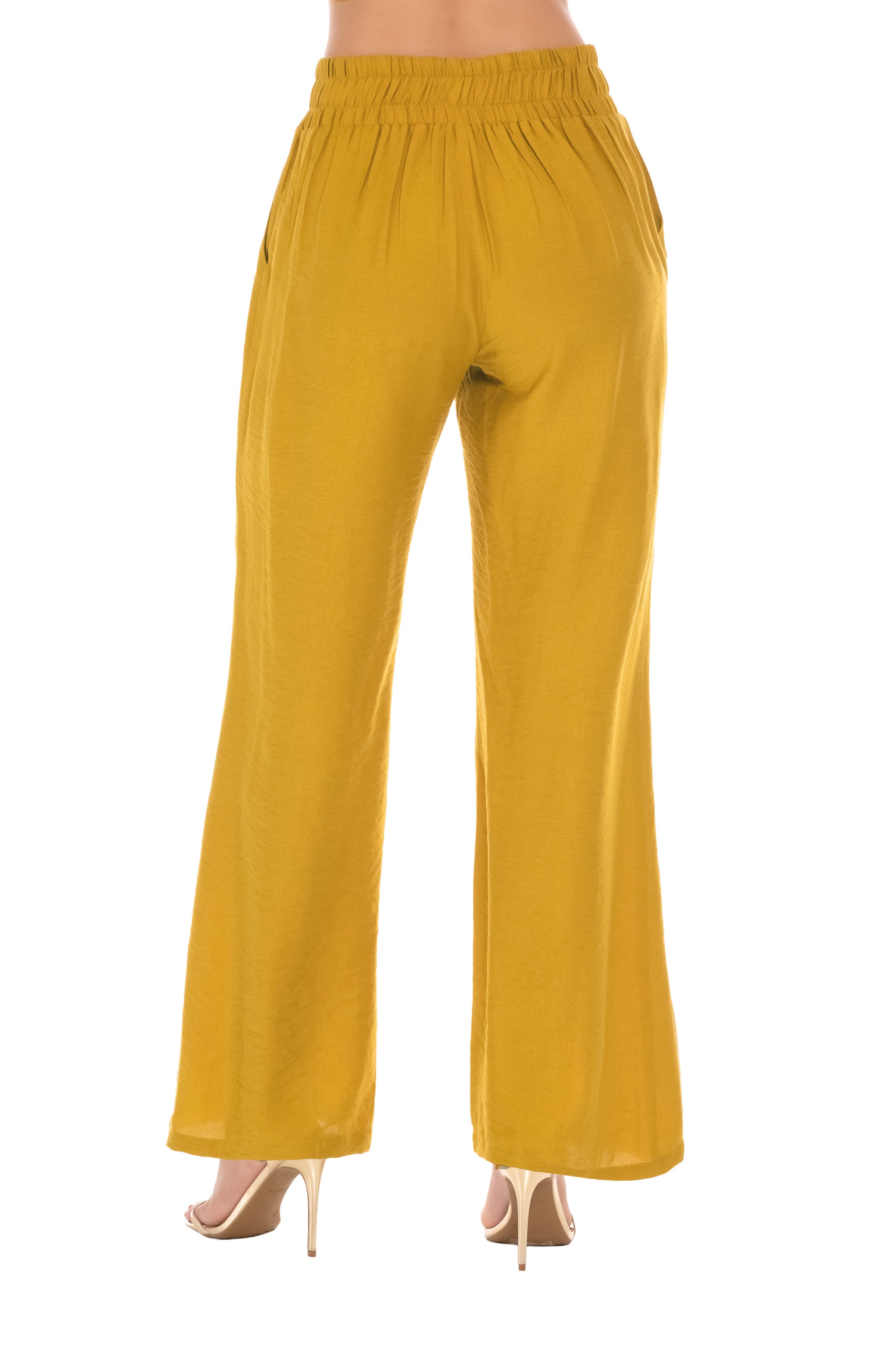 Pantalón palazzo mostaza con cintura elástica