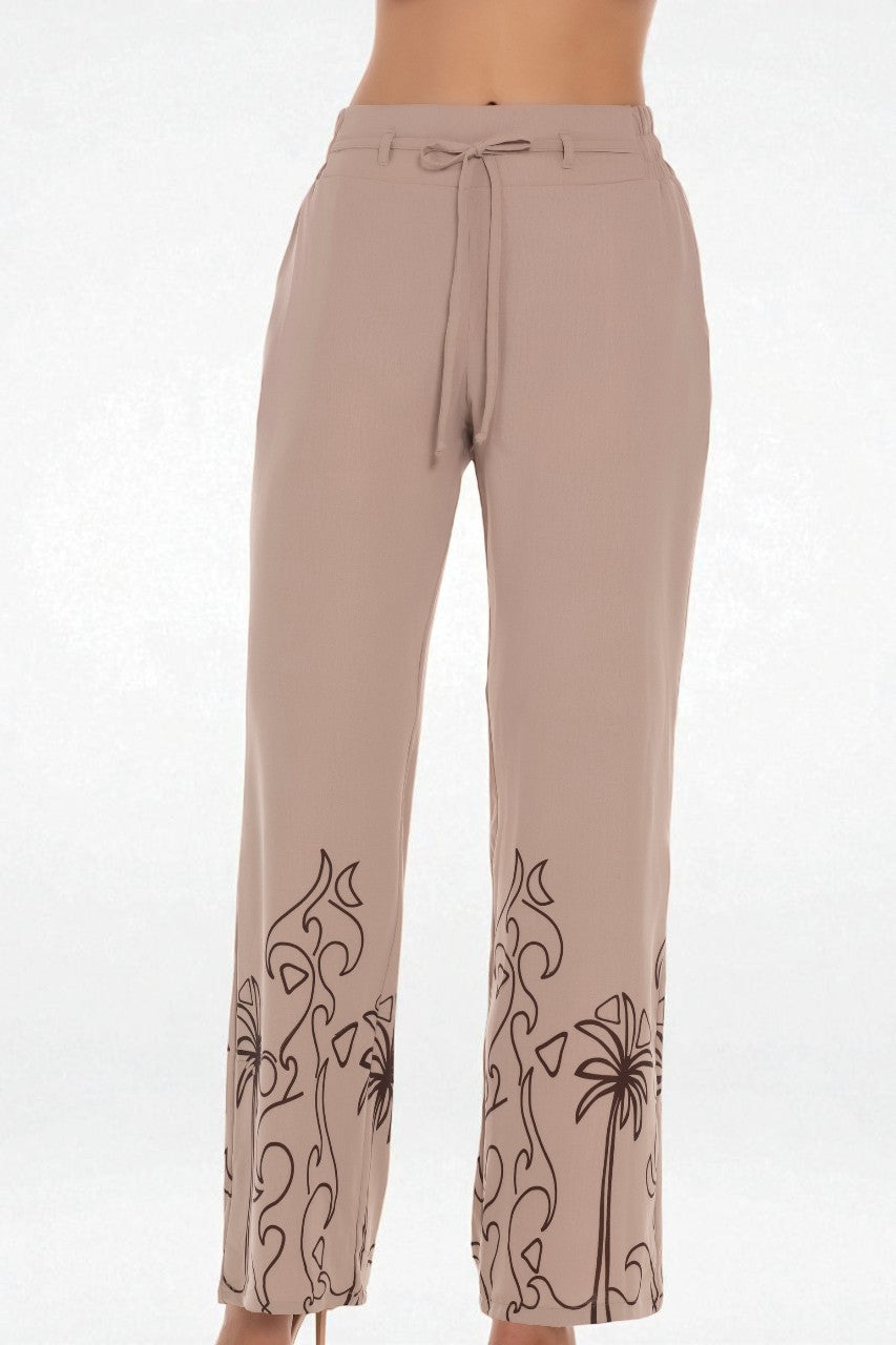 Pantalón Recto con Estampado en el Bajo