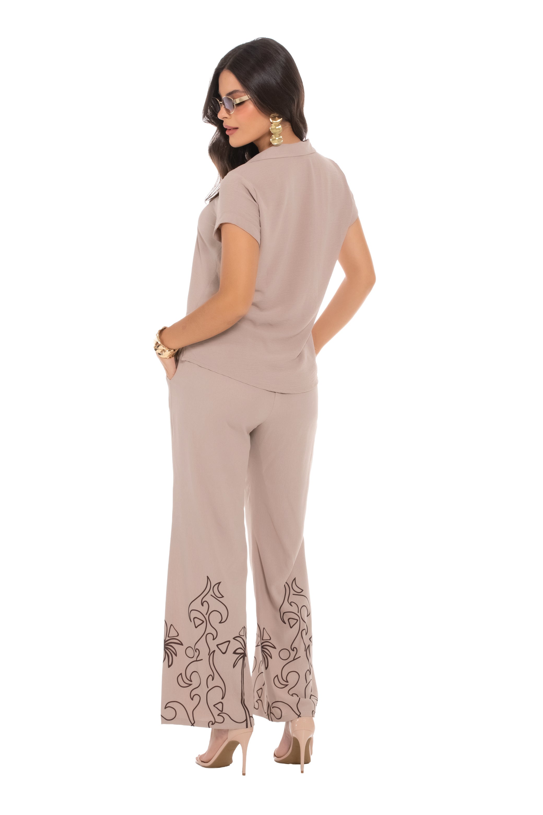 Blusa Camisera con Estampado Frontal