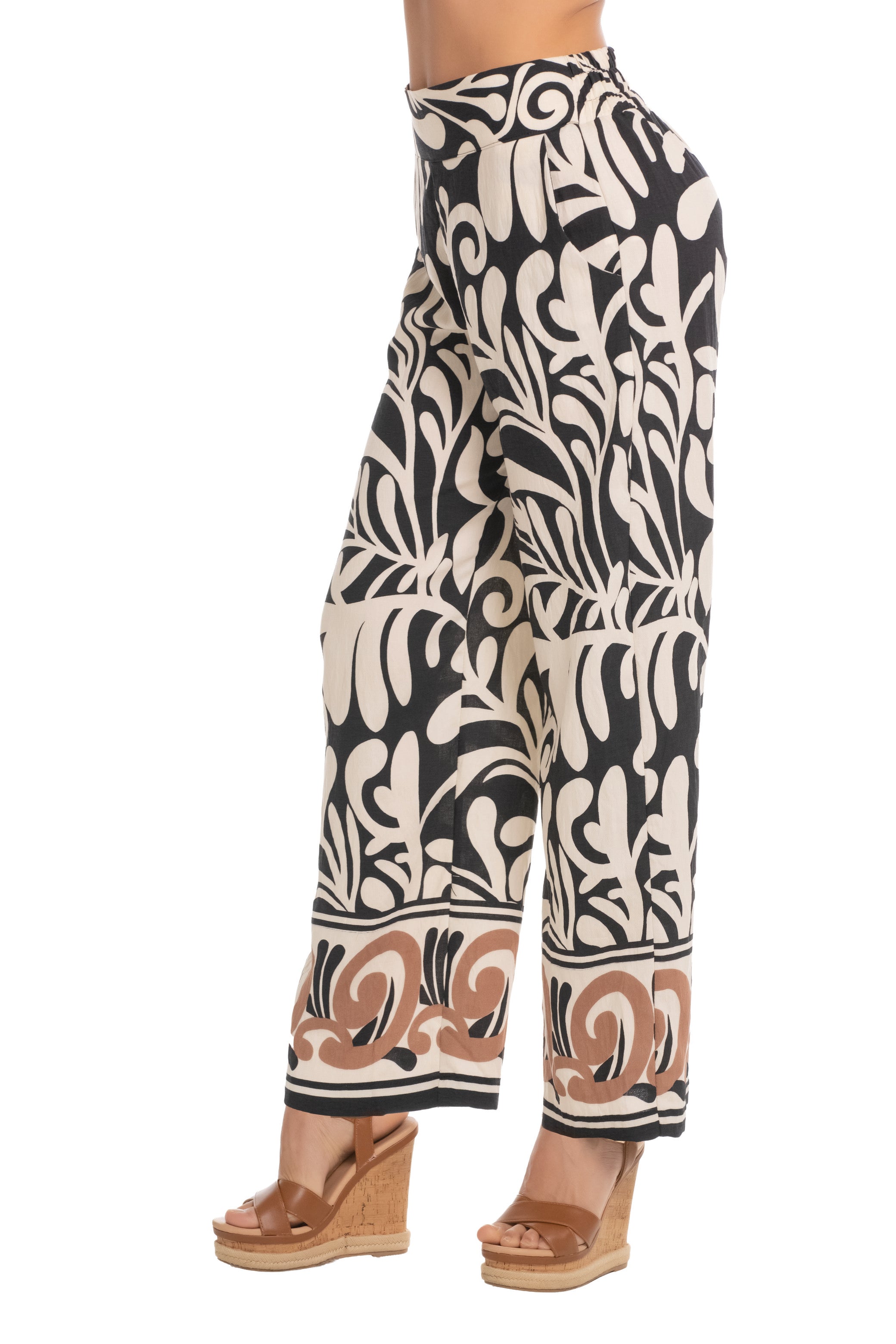Pantalón Palazzo con Estampado Étnico