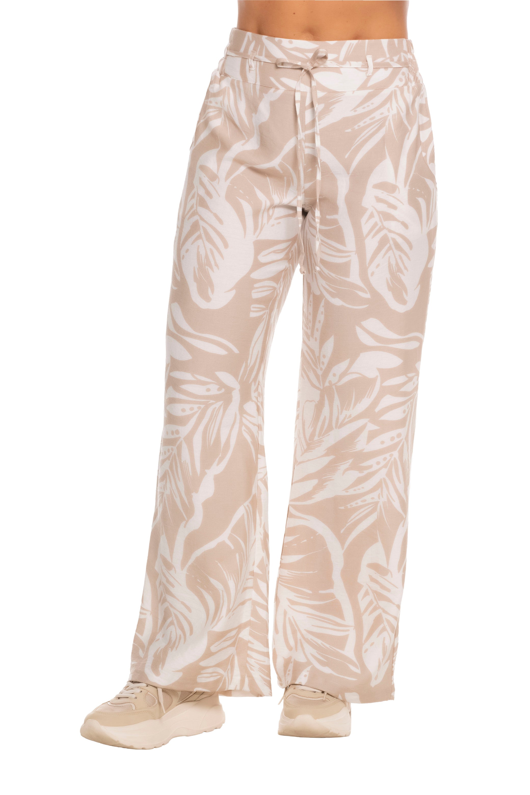 Pantalón ancho con estampado tropical